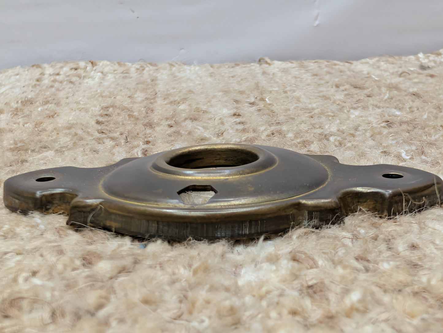 1  7/8" x 3  3/8" Antique Stamped Brass Rosette Escutcheon For Door Knob