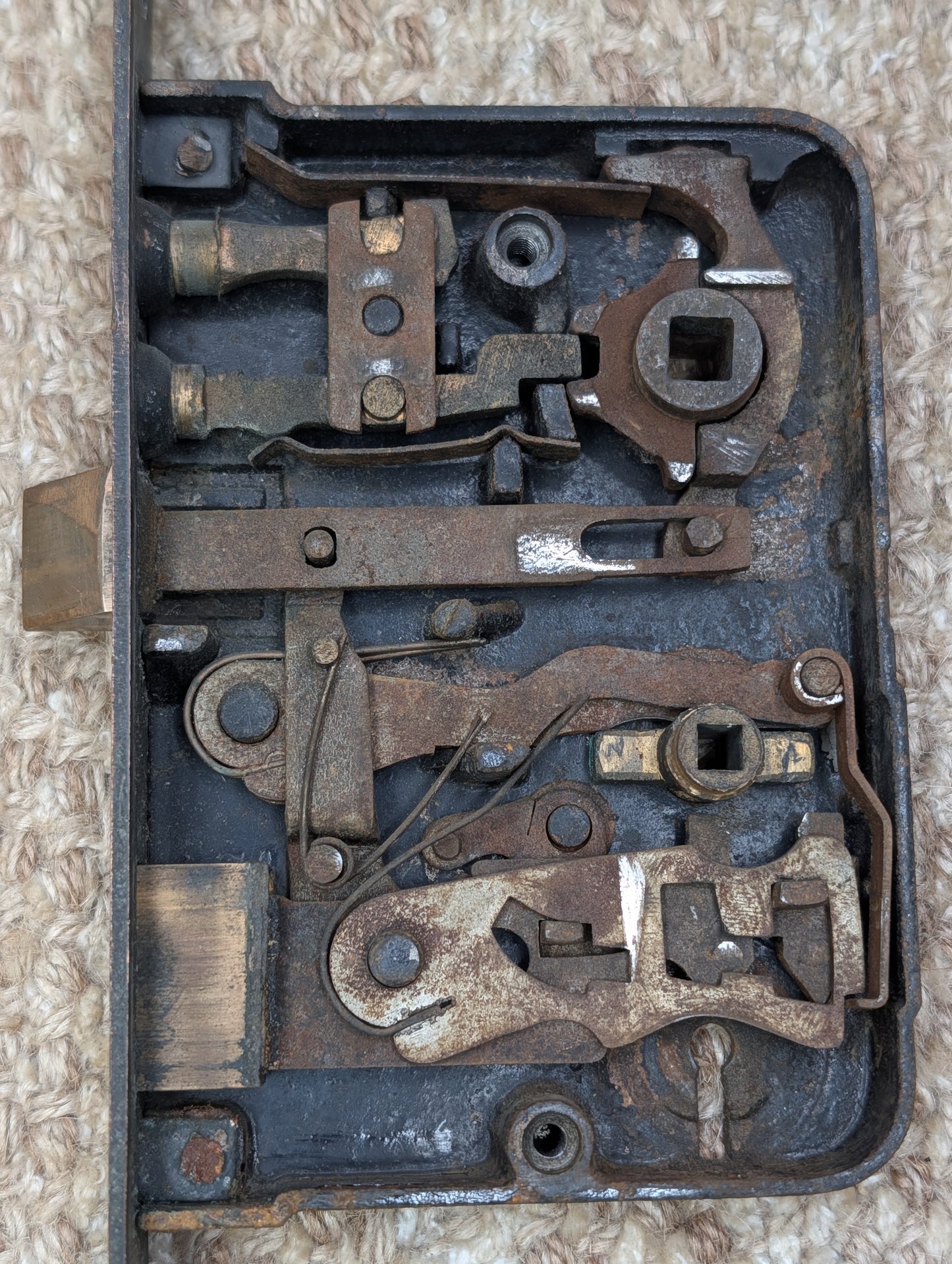 Antique Yale Exterior Mortise Lock Door Hardware #74011 With Key
