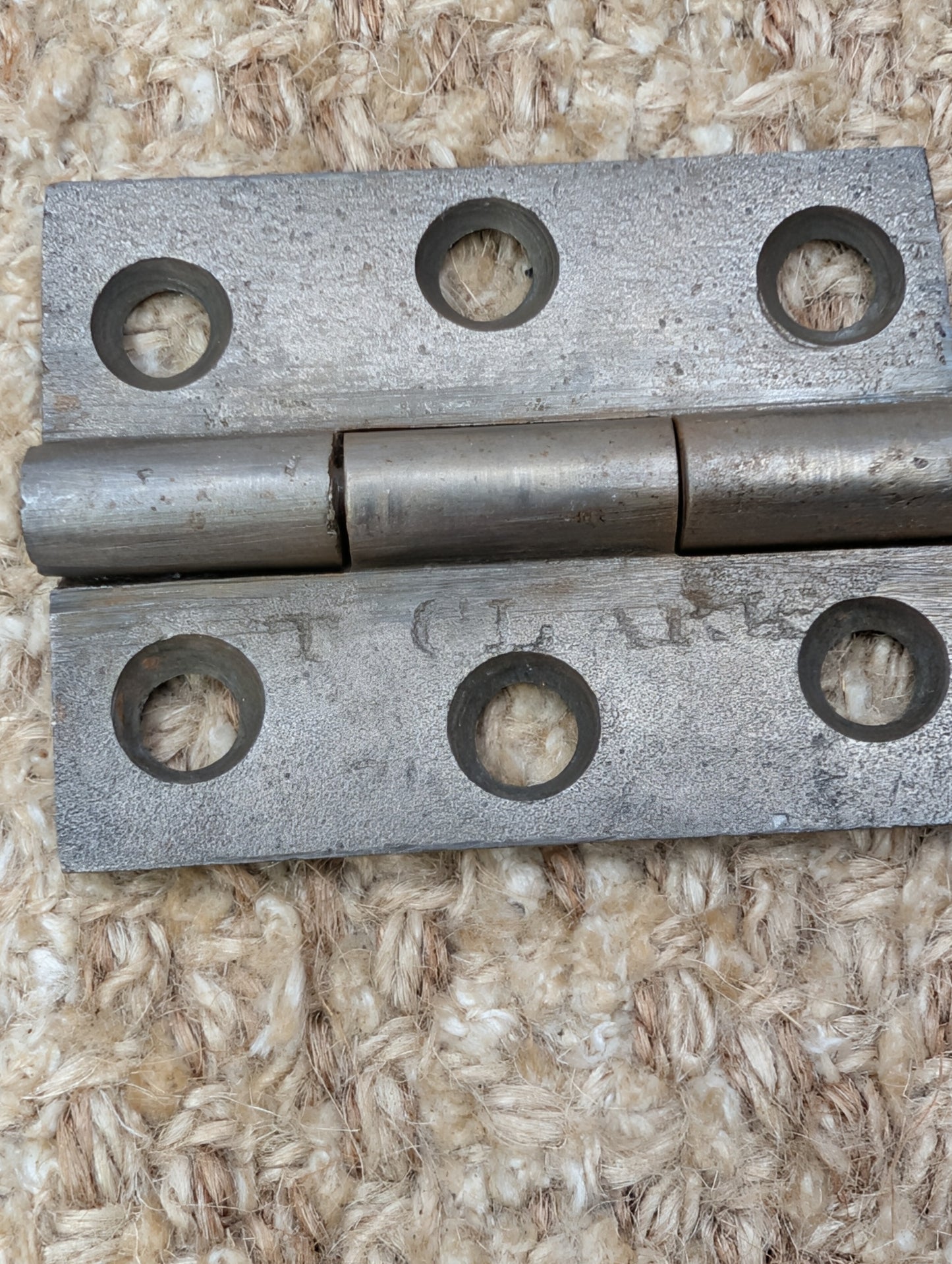 1  7/8" x 2  1/2" Antique T Clark Cast Iron Butt Hinge Door Hardware-Single Hinge