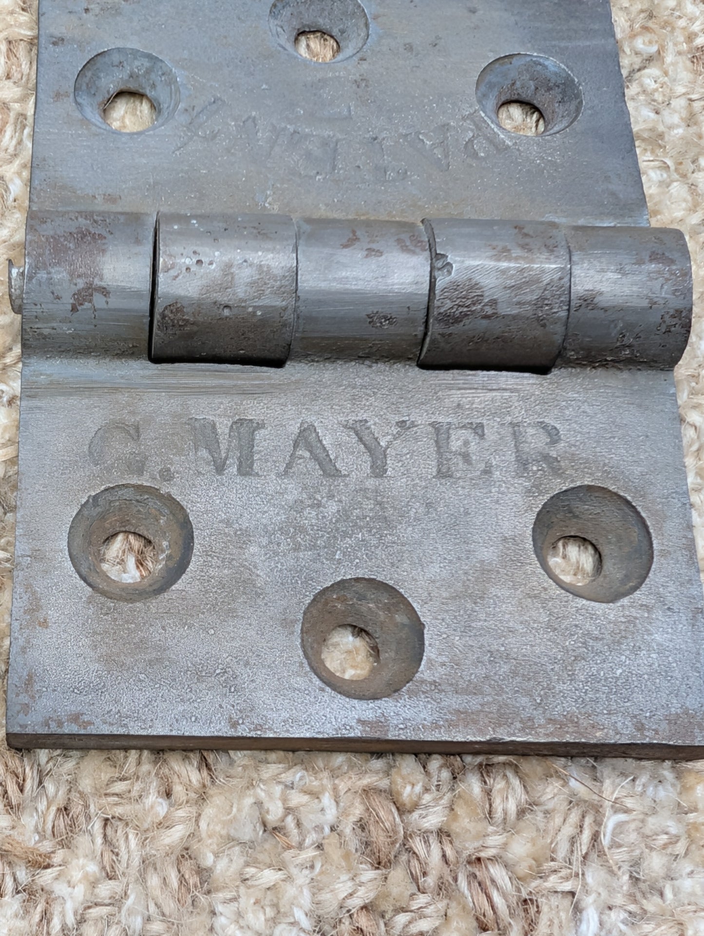 4" x 2  7/8" Antique G Mayer Cast Iron Butt Hinge Door Hardware-Single Hinge