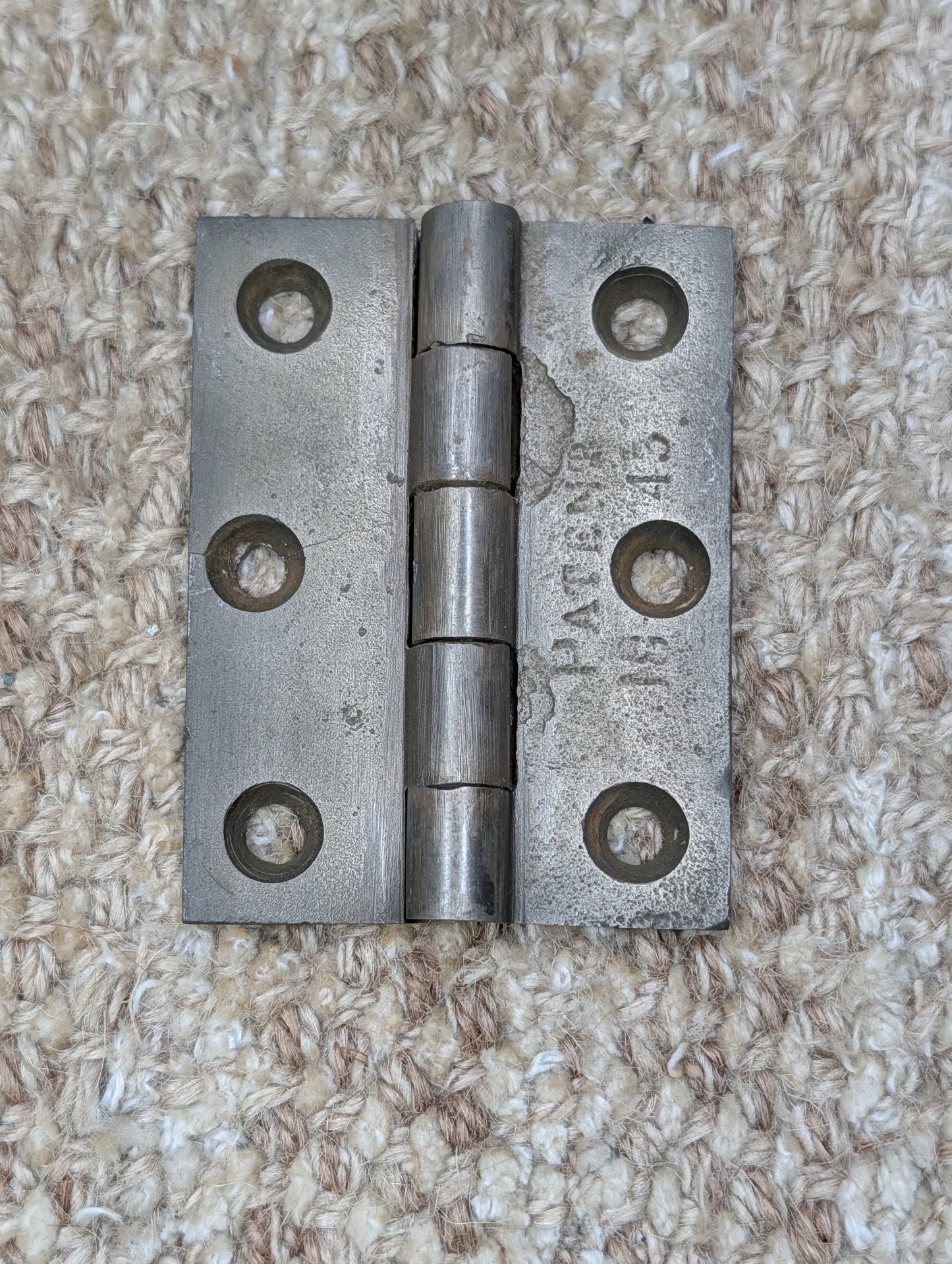 2  1/4" x 3" Antique Cast Iron Butt Hinge Door Hardware-Single Hinge-PAT 1843