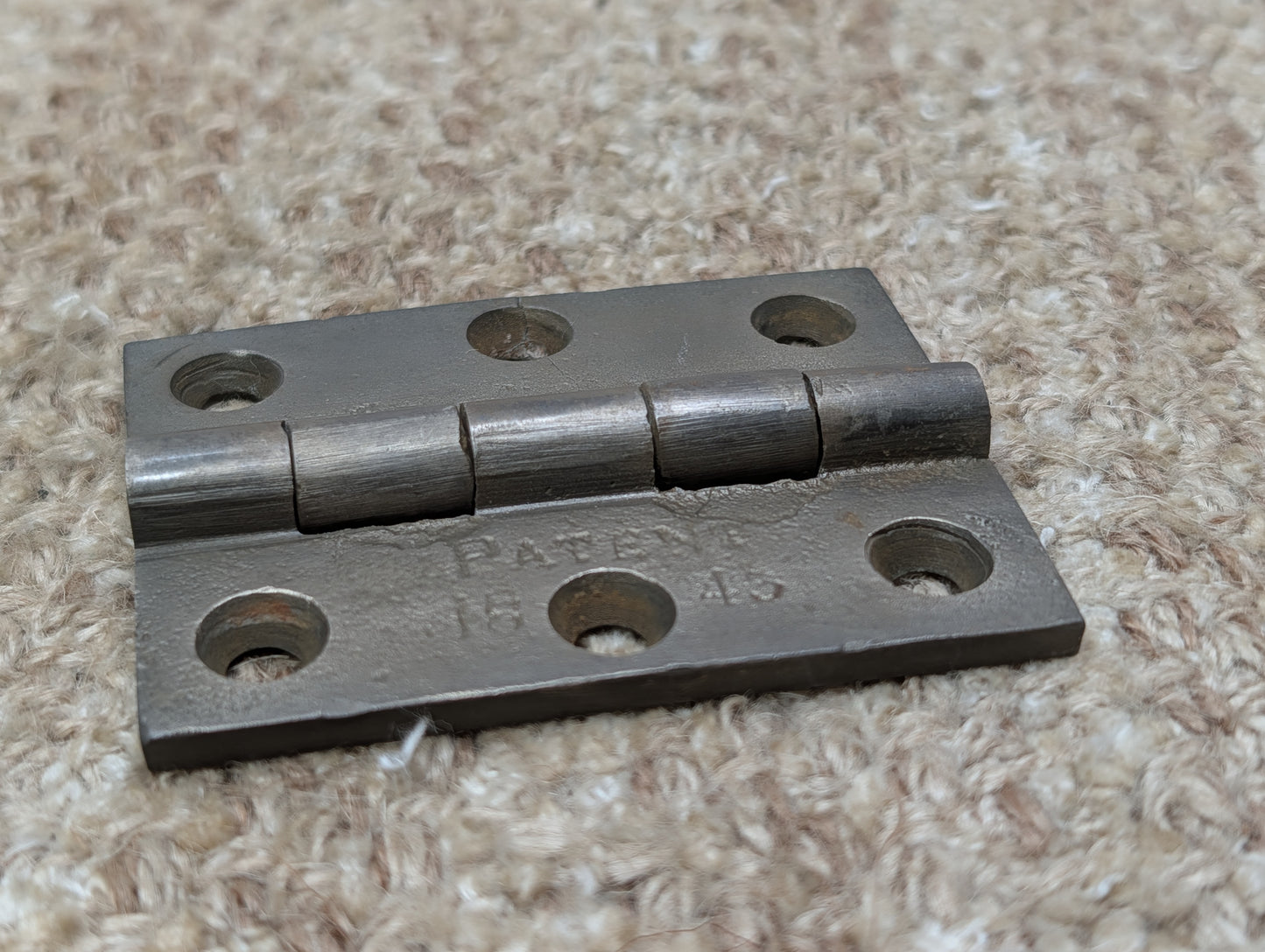 2  1/4" x 3" Antique Cast Iron Butt Hinge Door Hardware-Single Hinge-PAT 1843