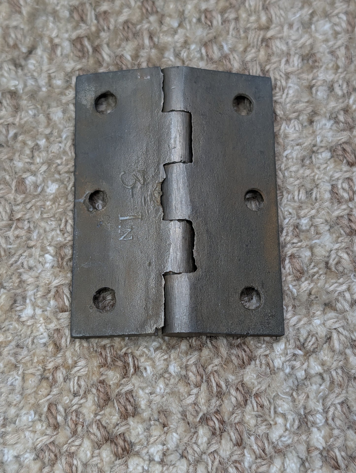 2  1/4" x 3" Antique Cast Iron Butt Hinge Door Hardware-Single Hinge-PAT 1843