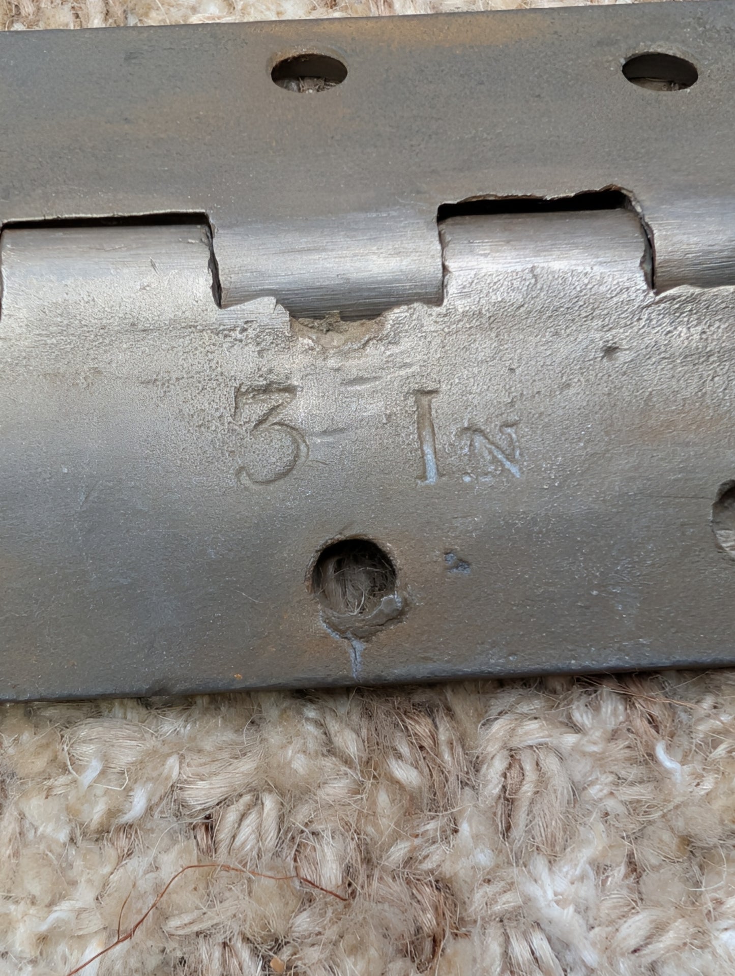 2  1/4" x 3" Antique Cast Iron Butt Hinge Door Hardware-Single Hinge-PAT 1843