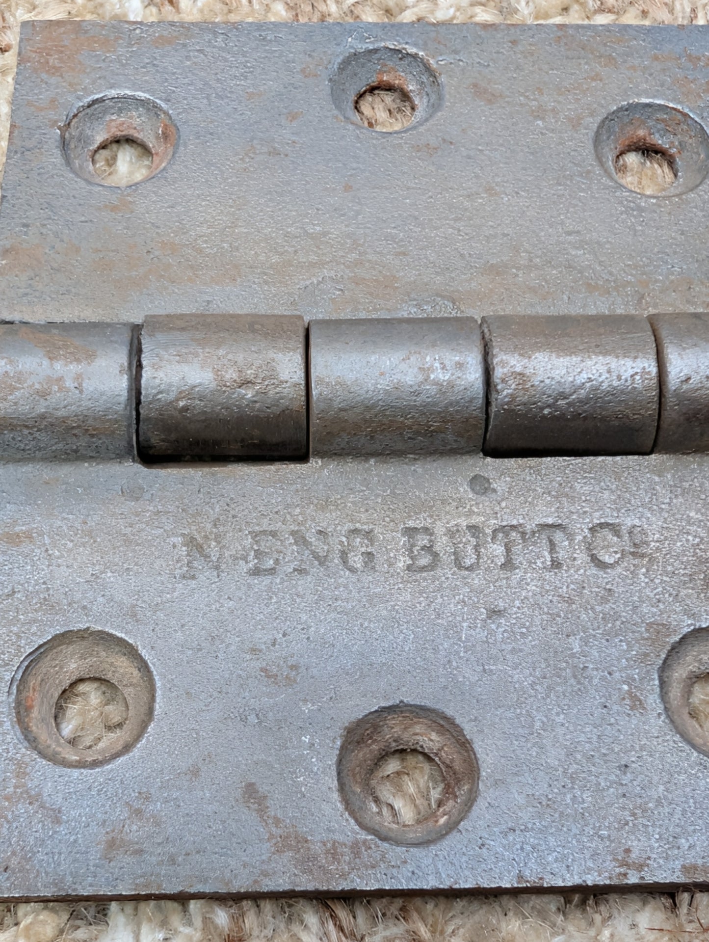 3 1/2" x 3" Antique ENG BUTT CO Cast Iron Butt Hinge Door Hardware-Single Hinge