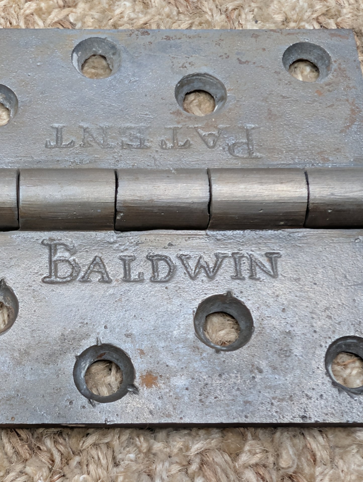 3 7/16" x 3 1/2" Antique Baldwin Cast Iron Butt Hinge Door Hardware-Single Hinge