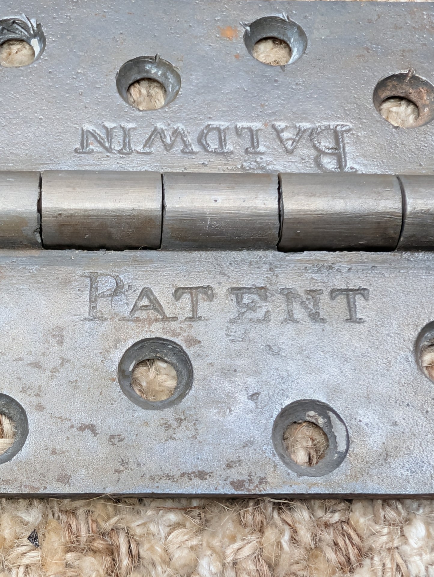 3 7/16" x 3 1/2" Antique Baldwin Cast Iron Butt Hinge Door Hardware-Single Hinge