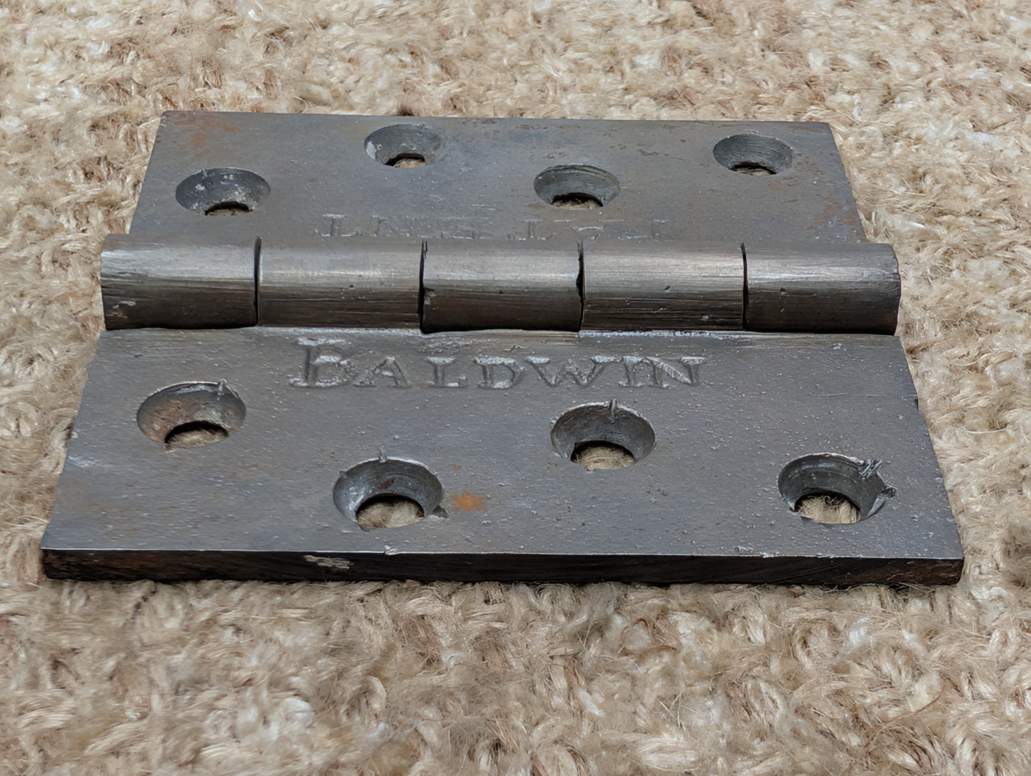 3 7/16" x 3 1/2" Antique Baldwin Cast Iron Butt Hinge Door Hardware-Single Hinge