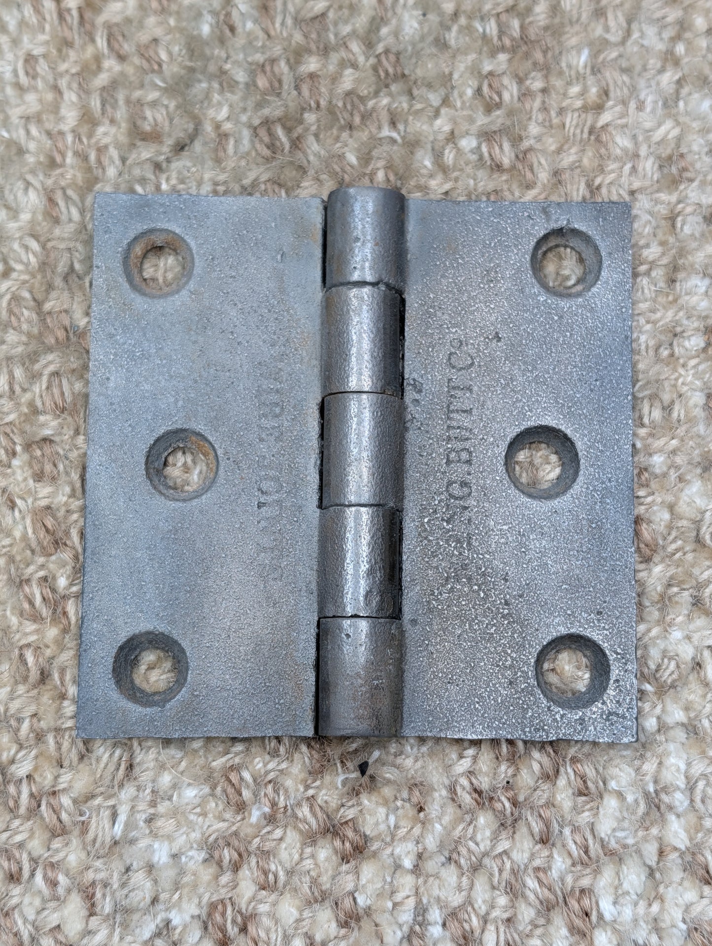 3 1/2" x 3 1/2" Antique ENG BUTT CO Cast Iron Butt Hinge Door Hardware-Single Hinge