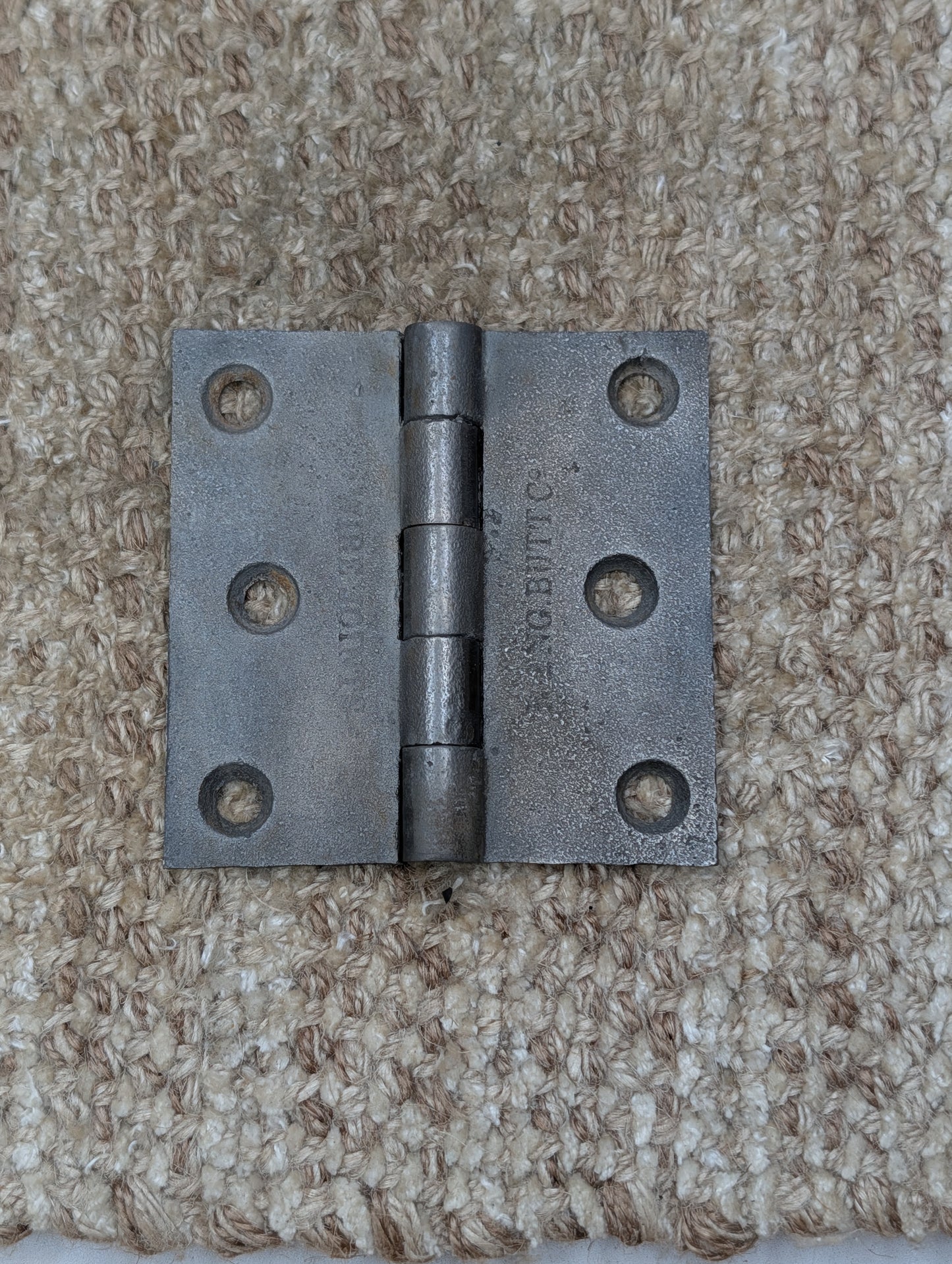 3 1/2" x 3 1/2" Antique ENG BUTT CO Cast Iron Butt Hinge Door Hardware-Single Hinge