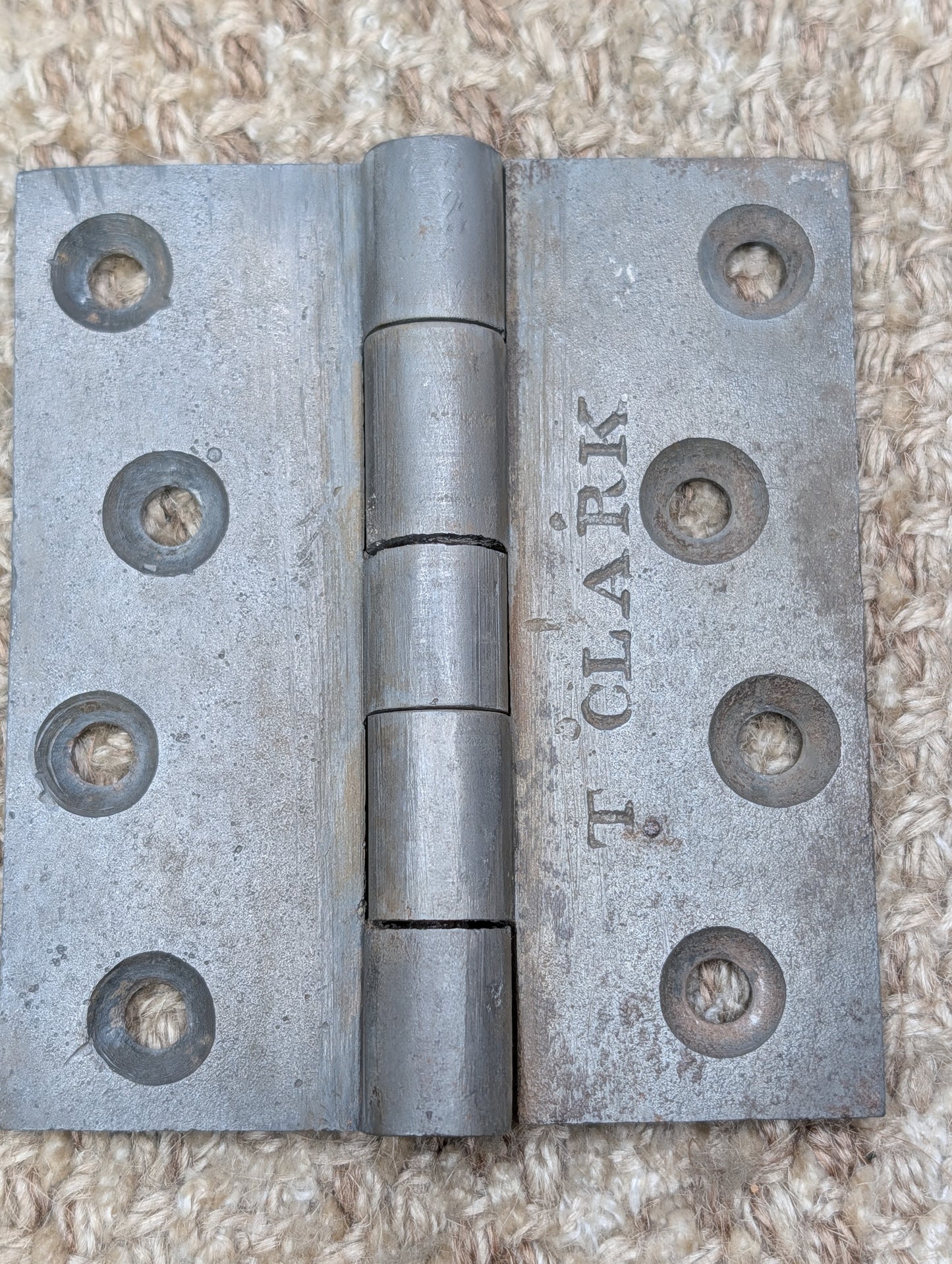 3 1/2" x 4" Antique T Clark Cast Iron Butt Hinge Door Hardware-Single Hinge