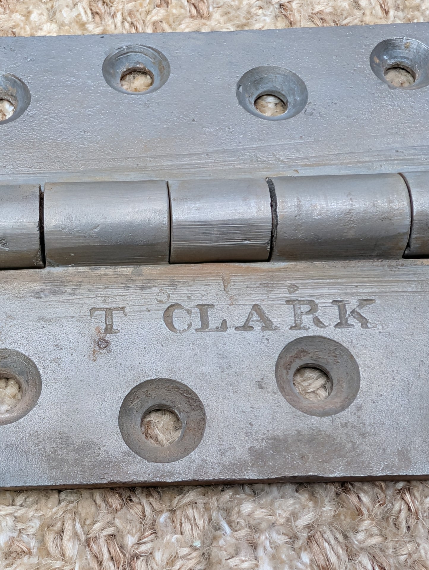 3 1/2" x 4" Antique T Clark Cast Iron Butt Hinge Door Hardware-Single Hinge
