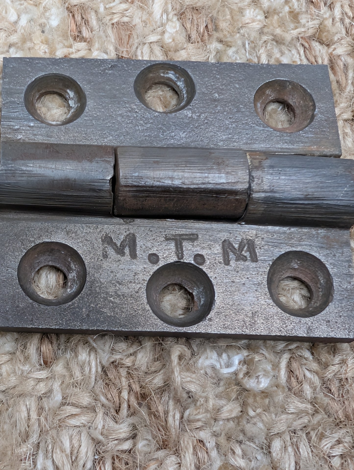 1 5/8" x 1  15/16" Antique M.T.M. Cast Iron Butt Hinge Door Hardware-Single Hinge