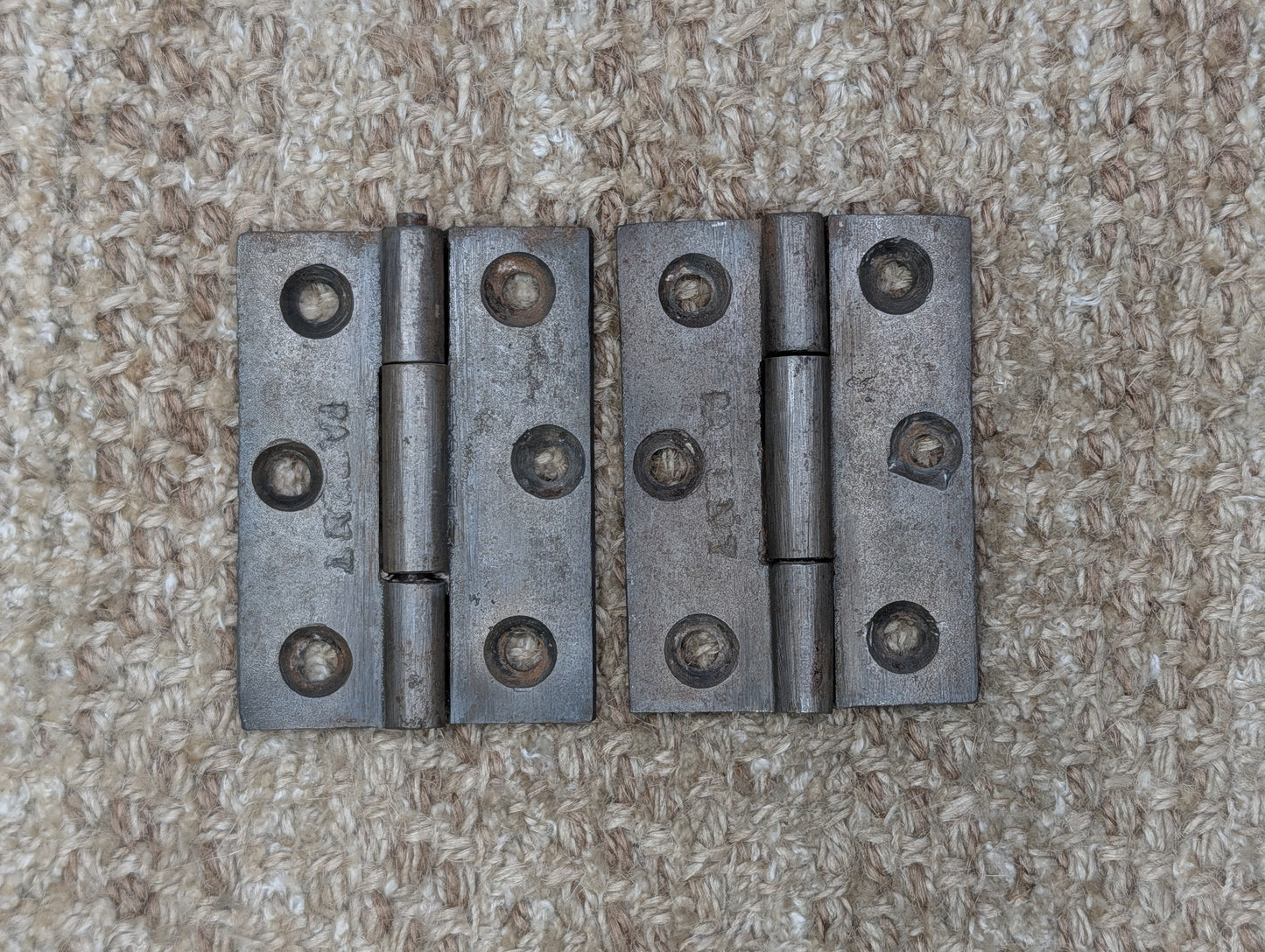 Pair Of 2 1/8" x 2 15/16" Antique Cast Iron Butt Hinge Door Hardware