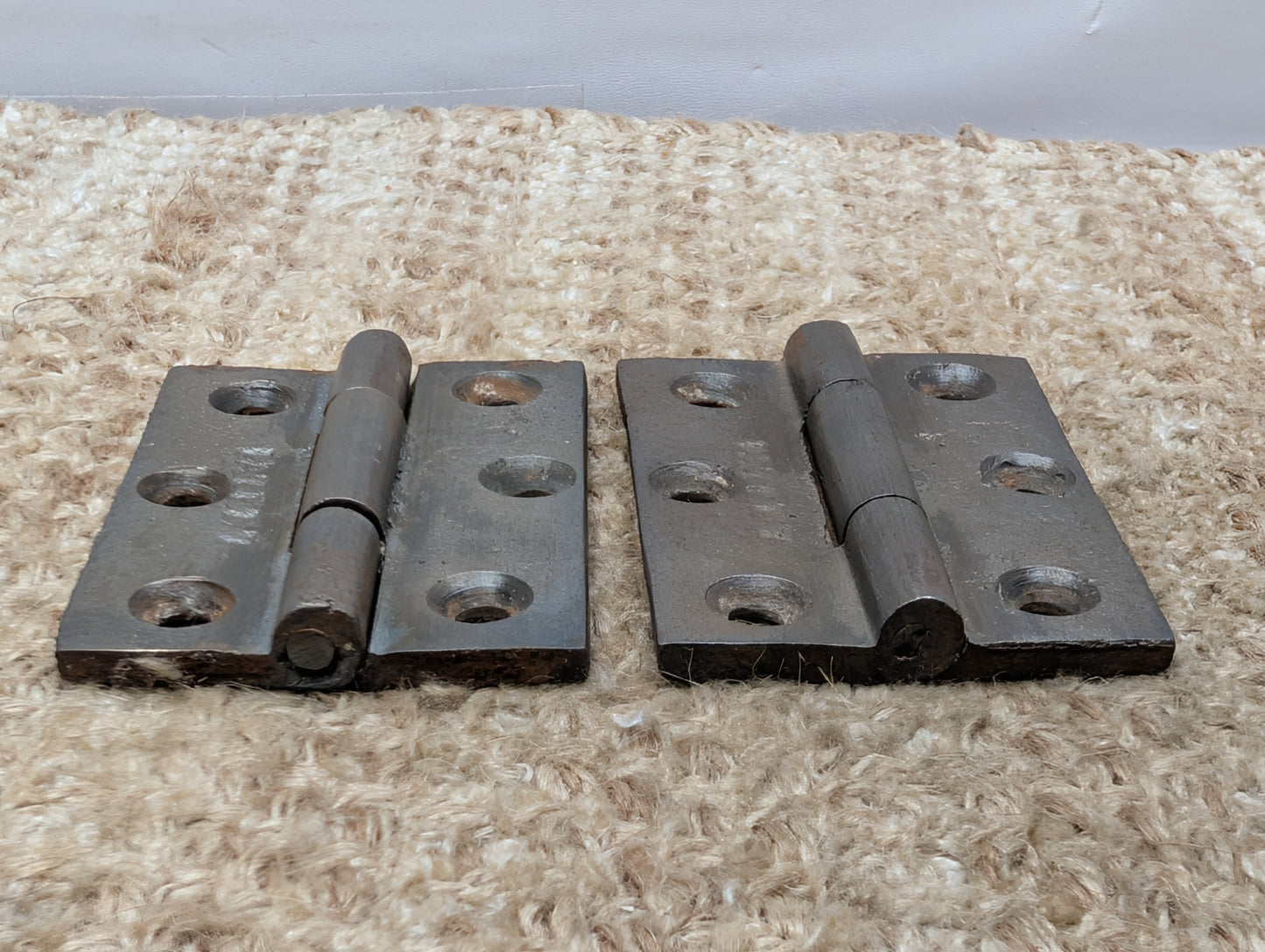 Pair Of 2 1/8" x 2 15/16" Antique Cast Iron Butt Hinge Door Hardware