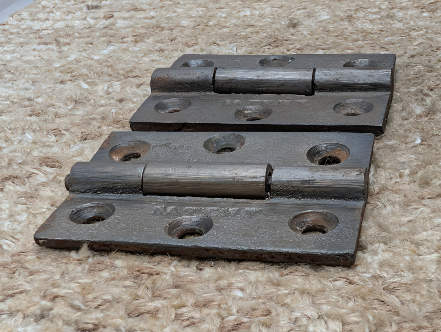 Pair Of 2 1/8" x 2 15/16" Antique Cast Iron Butt Hinge Door Hardware
