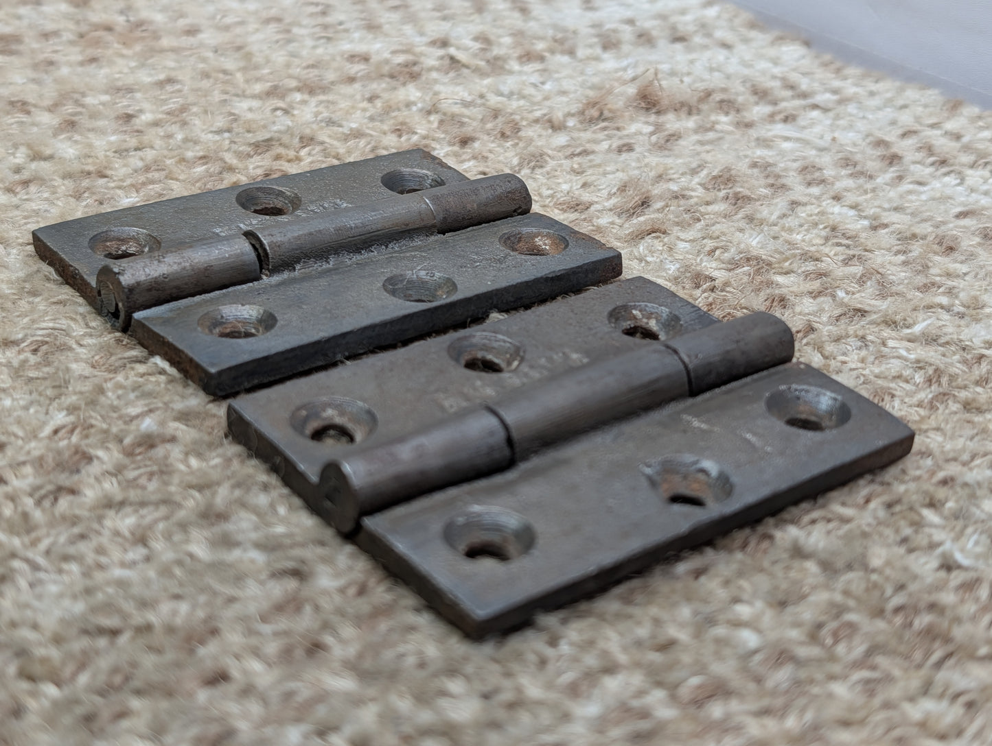 Pair Of 2 1/8" x 2 15/16" Antique Cast Iron Butt Hinge Door Hardware