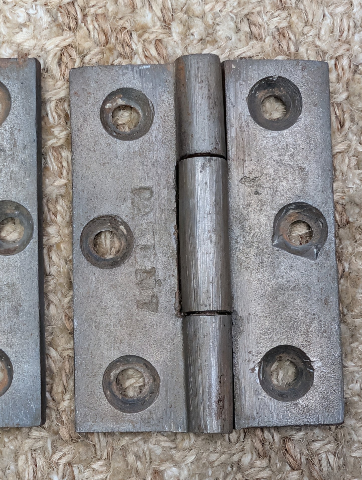 Pair Of 2 1/8" x 2 15/16" Antique Cast Iron Butt Hinge Door Hardware