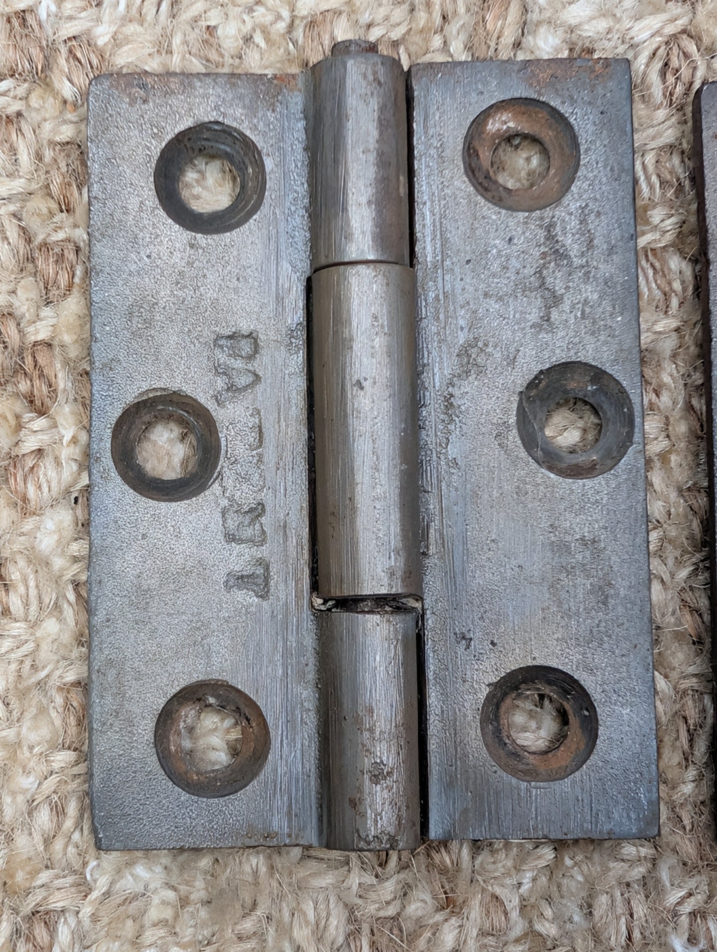 Pair Of 2 1/8" x 2 15/16" Antique Cast Iron Butt Hinge Door Hardware