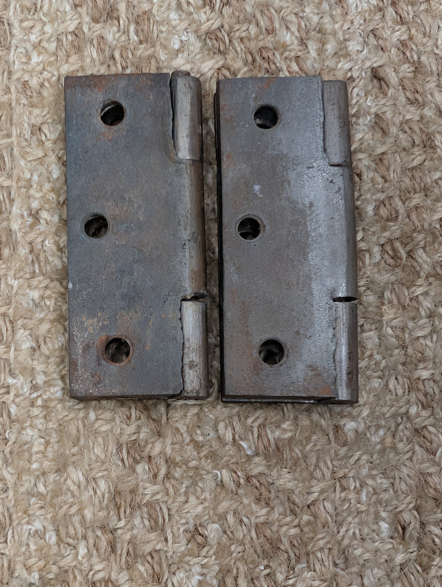 Pair Of 2 1/8" x 2 15/16" Antique Cast Iron Butt Hinge Door Hardware
