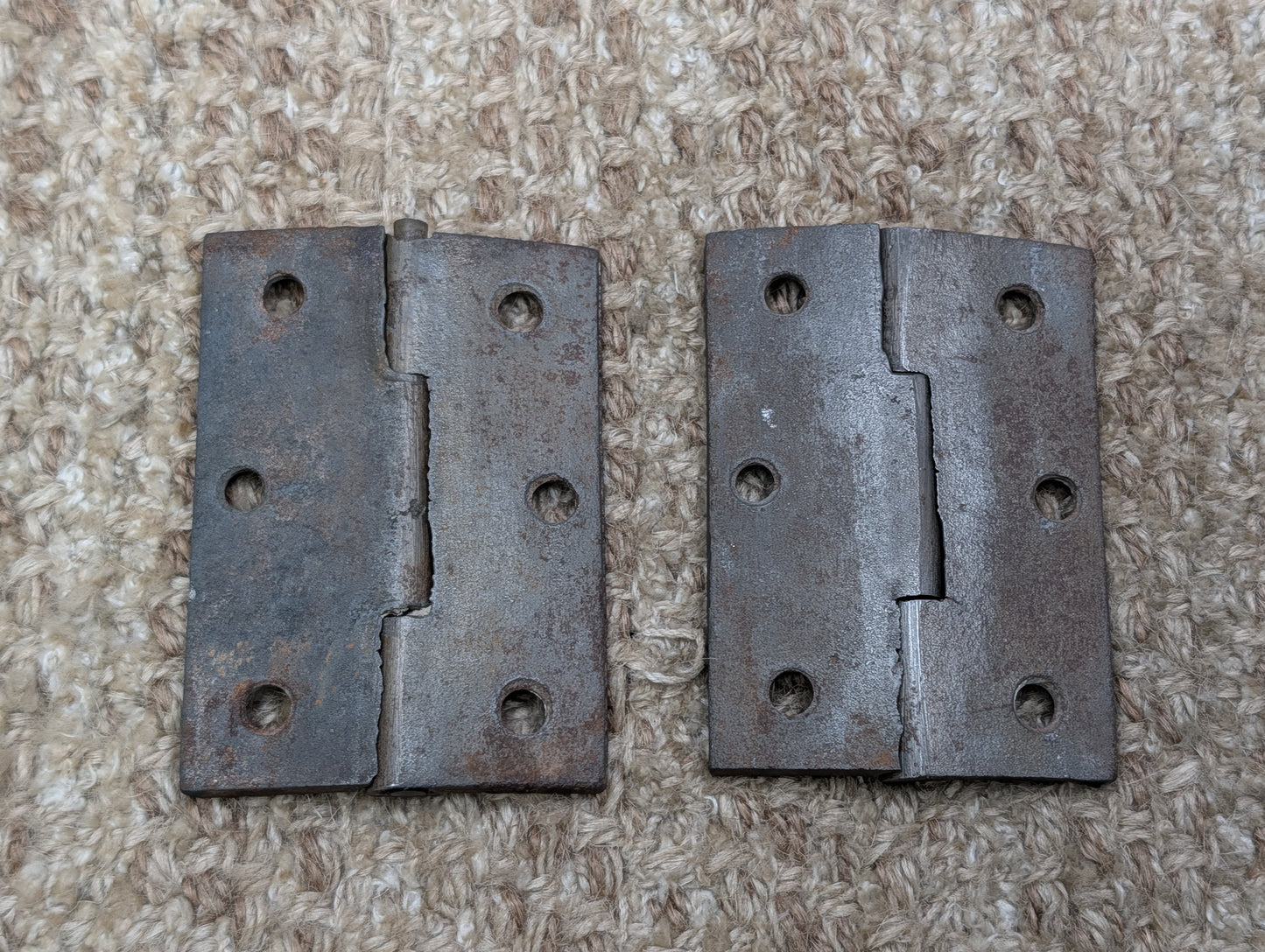 Pair Of 2 1/8" x 2 15/16" Antique Cast Iron Butt Hinge Door Hardware
