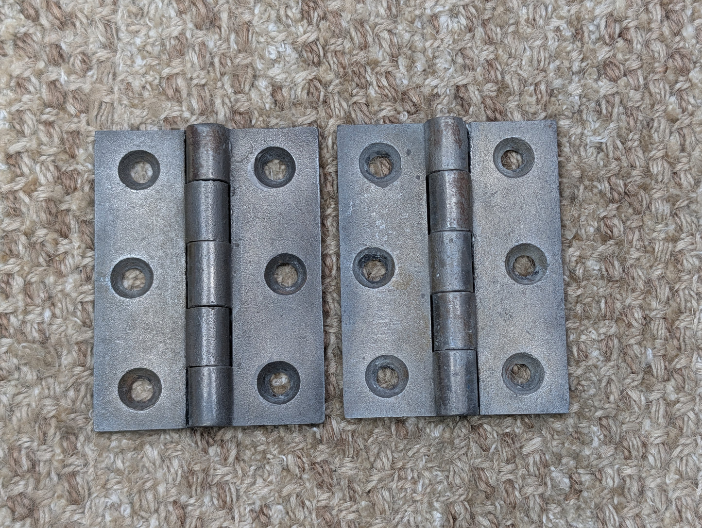 Pair Of 2 3/16" x 2 15/16" Antique Cast Iron Butt Hinge Door Hardware