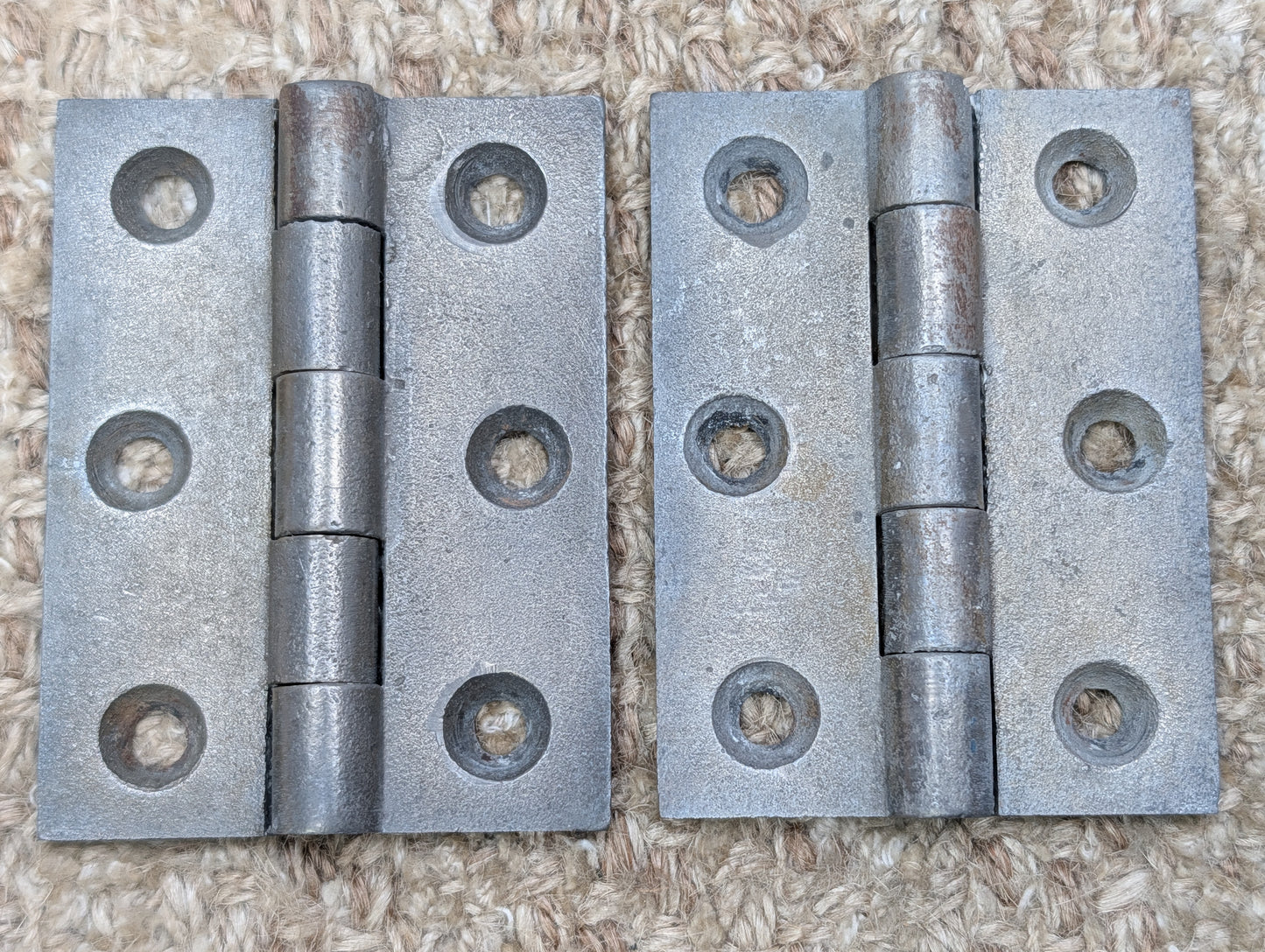 Pair Of 2 3/16" x 2 15/16" Antique Cast Iron Butt Hinge Door Hardware