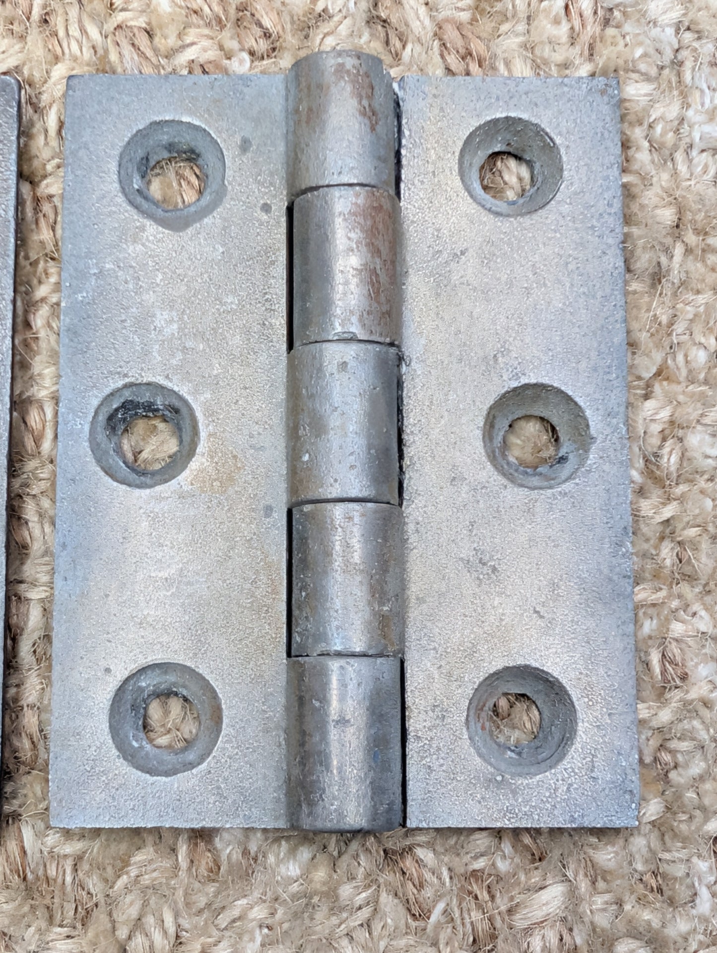 Pair Of 2 3/16" x 2 15/16" Antique Cast Iron Butt Hinge Door Hardware