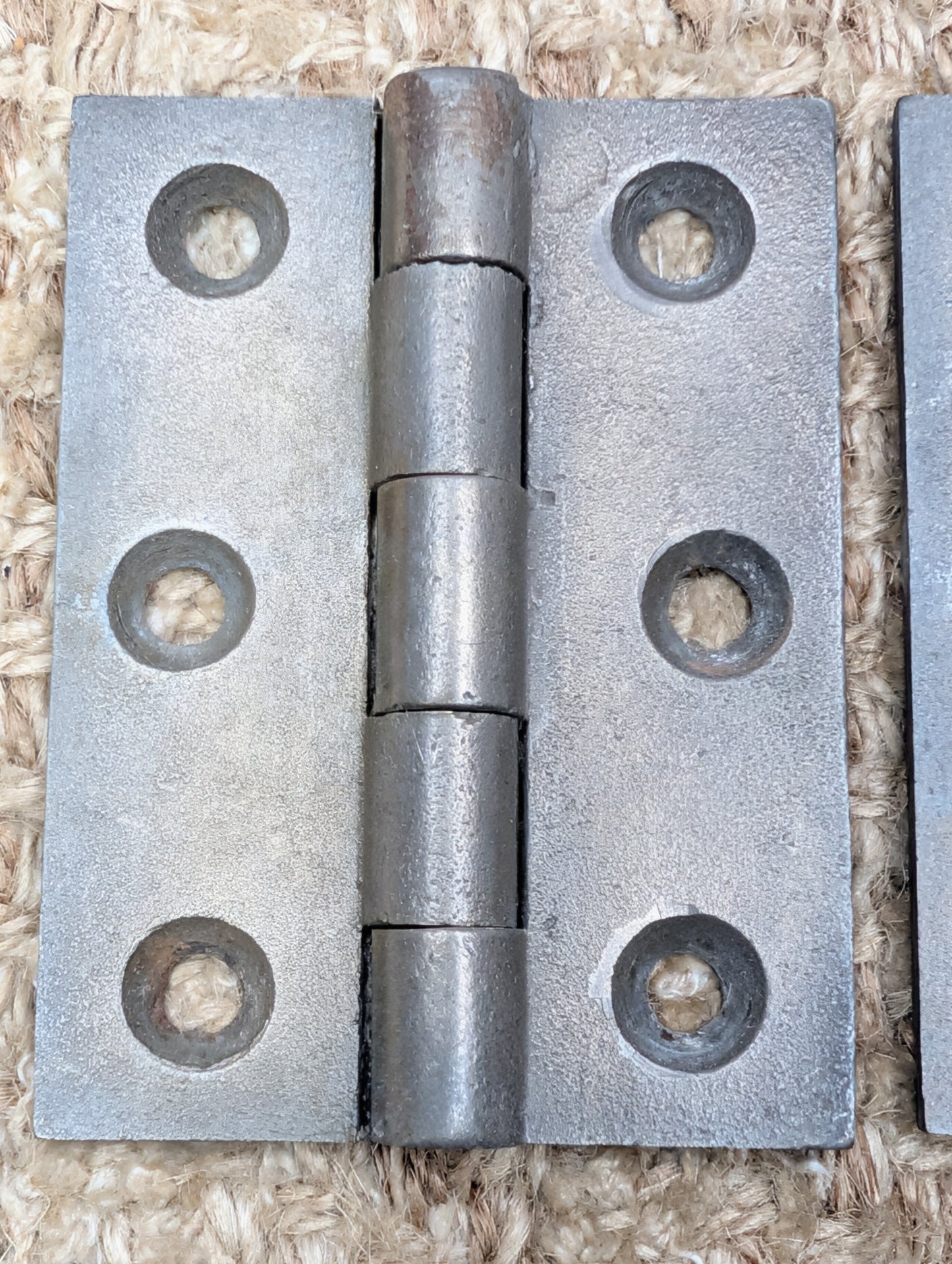 Pair Of 2 3/16" x 2 15/16" Antique Cast Iron Butt Hinge Door Hardware