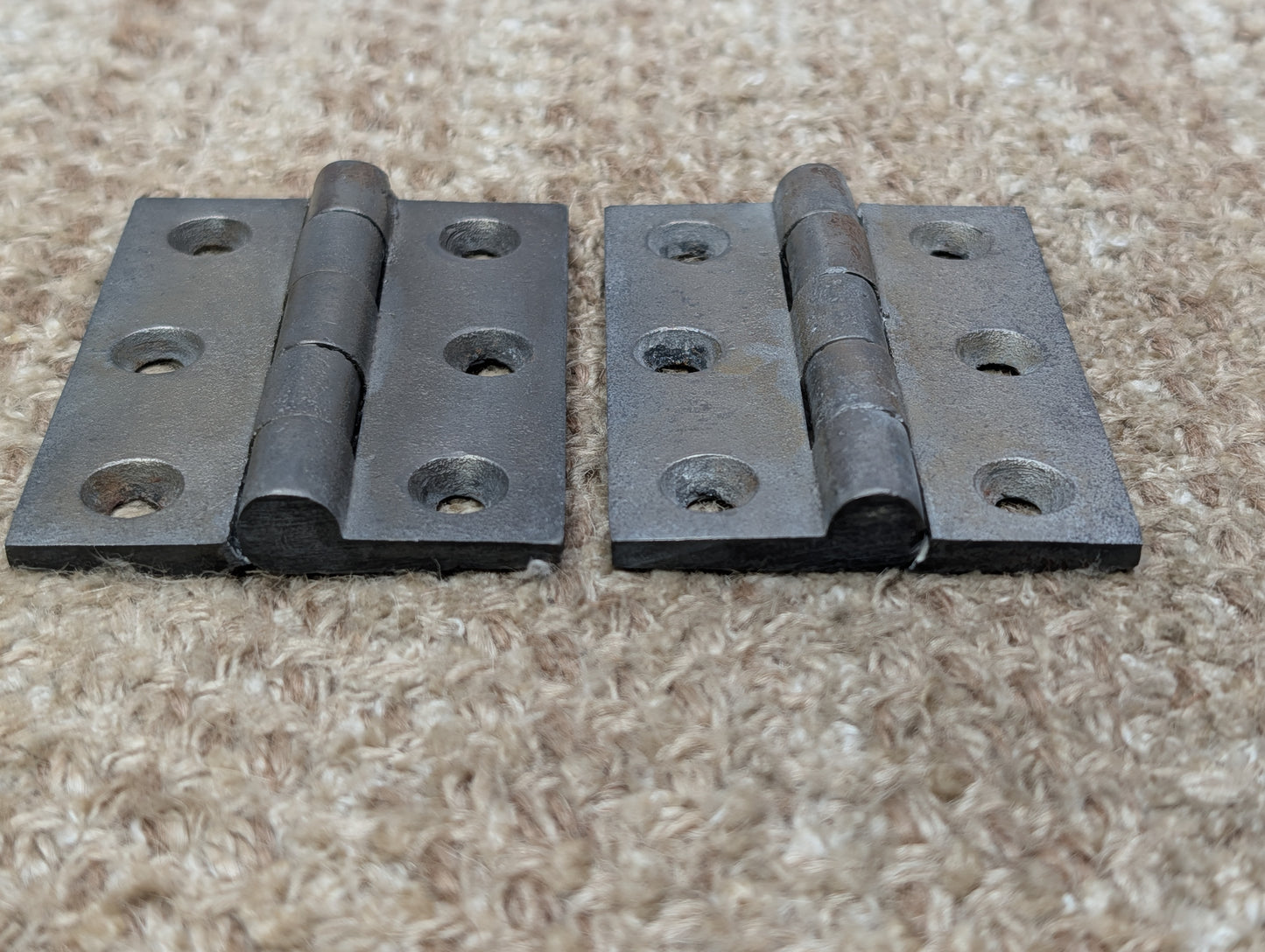 Pair Of 2 3/16" x 2 15/16" Antique Cast Iron Butt Hinge Door Hardware