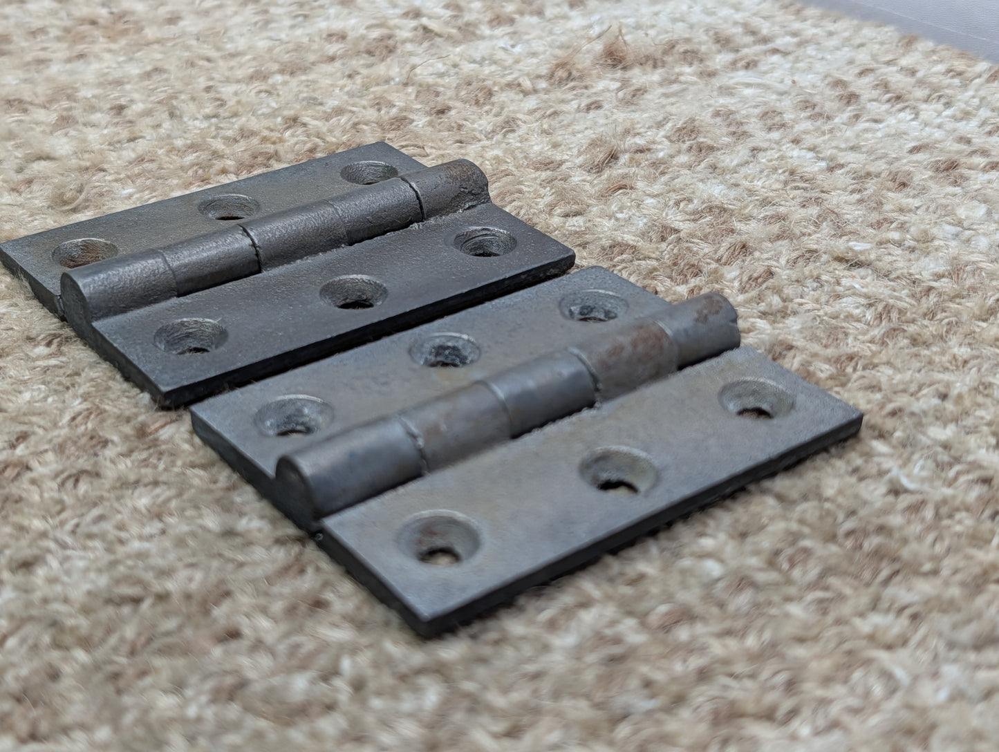 Pair Of 2 3/16" x 2 15/16" Antique Cast Iron Butt Hinge Door Hardware