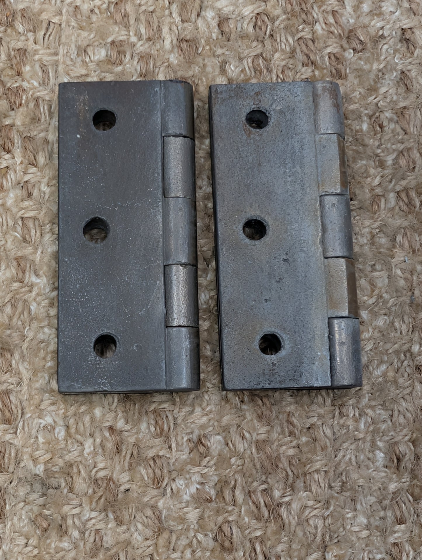 Pair Of 2 3/16" x 2 15/16" Antique Cast Iron Butt Hinge Door Hardware