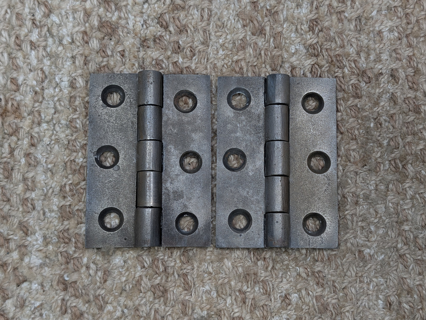 Pair Of 2 3/16" x 3 3/16" Antique Cast Iron Butt Hinge Door Hardware