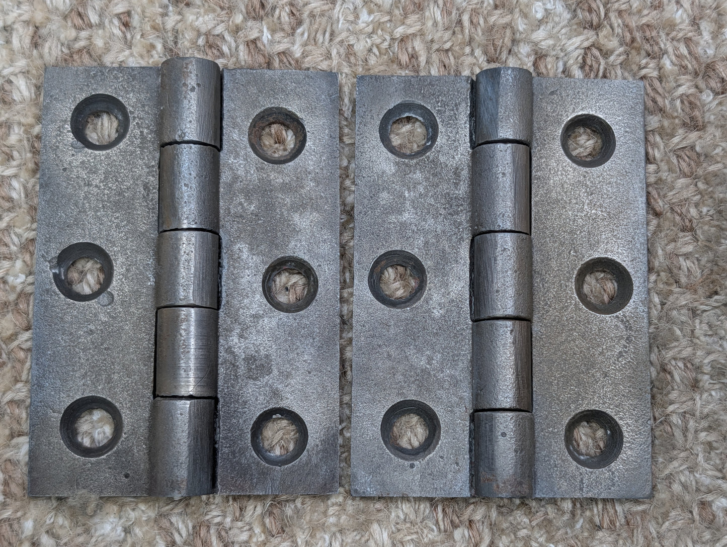 Pair Of 2 3/16" x 3 3/16" Antique Cast Iron Butt Hinge Door Hardware