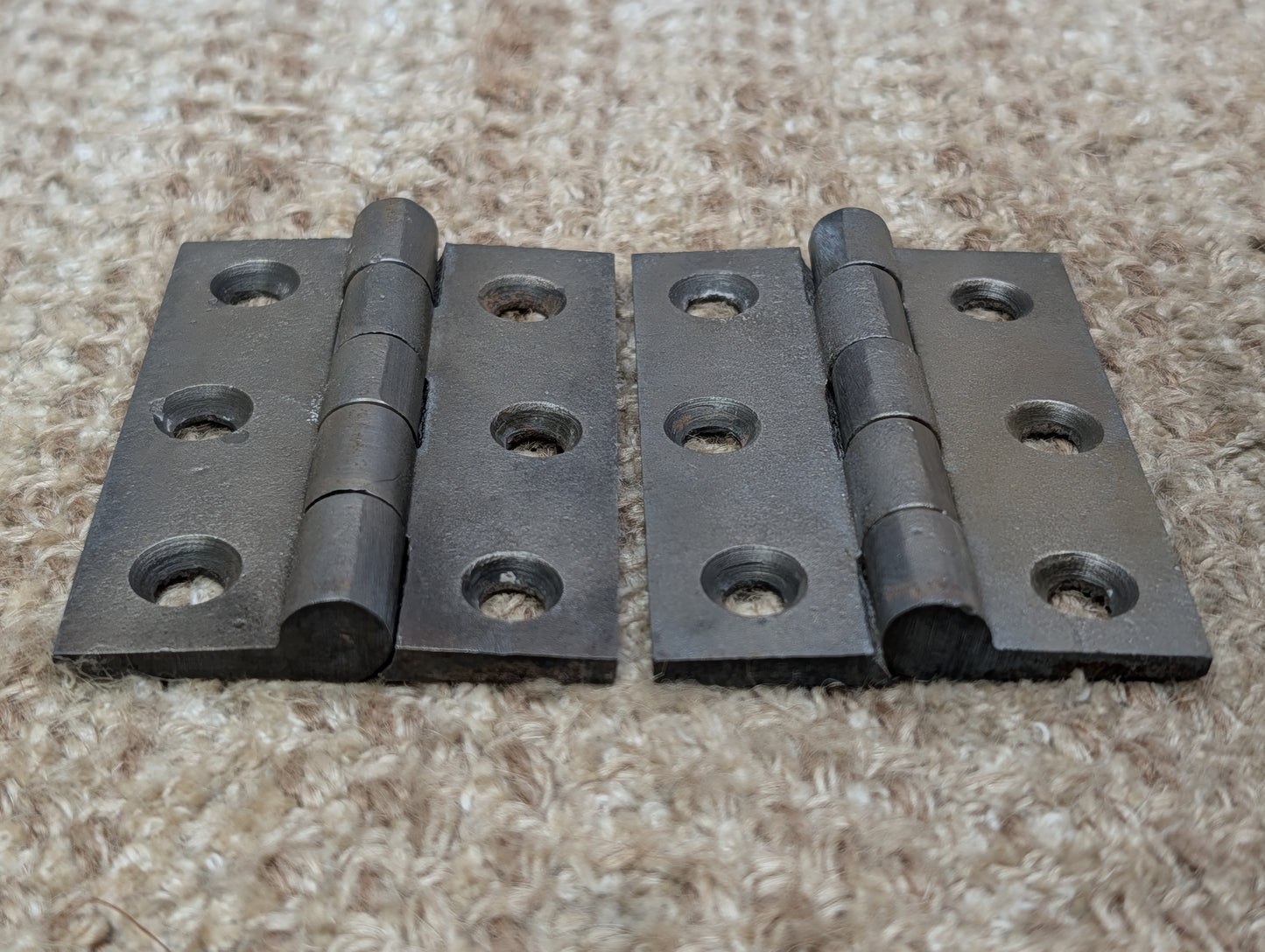 Pair Of 2 3/16" x 3 3/16" Antique Cast Iron Butt Hinge Door Hardware