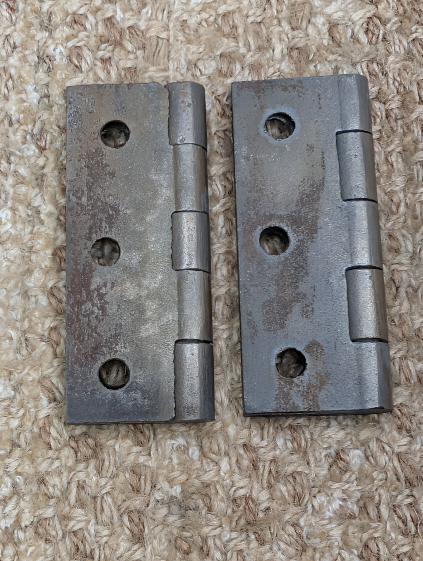 Pair Of 2 3/16" x 3 3/16" Antique Cast Iron Butt Hinge Door Hardware