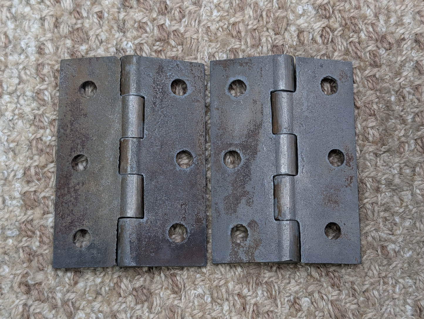 Pair Of 2 3/16" x 3 3/16" Antique Cast Iron Butt Hinge Door Hardware