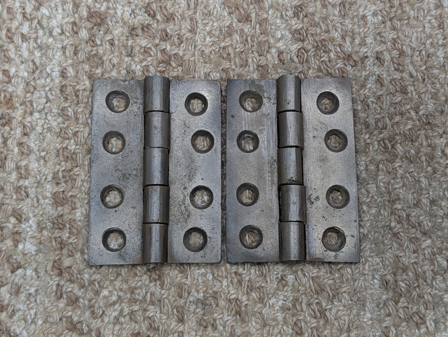 Pair Of 2 3/8" x 3 7/16" Antique Cast Iron Butt Hinge Door Hardware