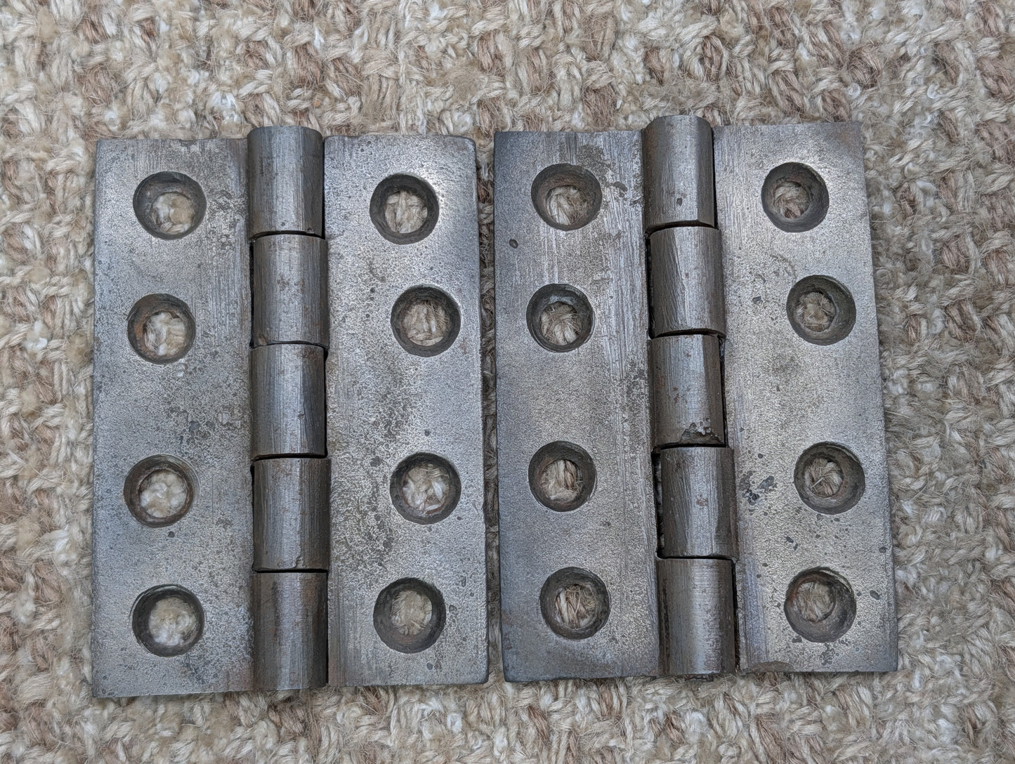 Pair Of 2 3/8" x 3 7/16" Antique Cast Iron Butt Hinge Door Hardware
