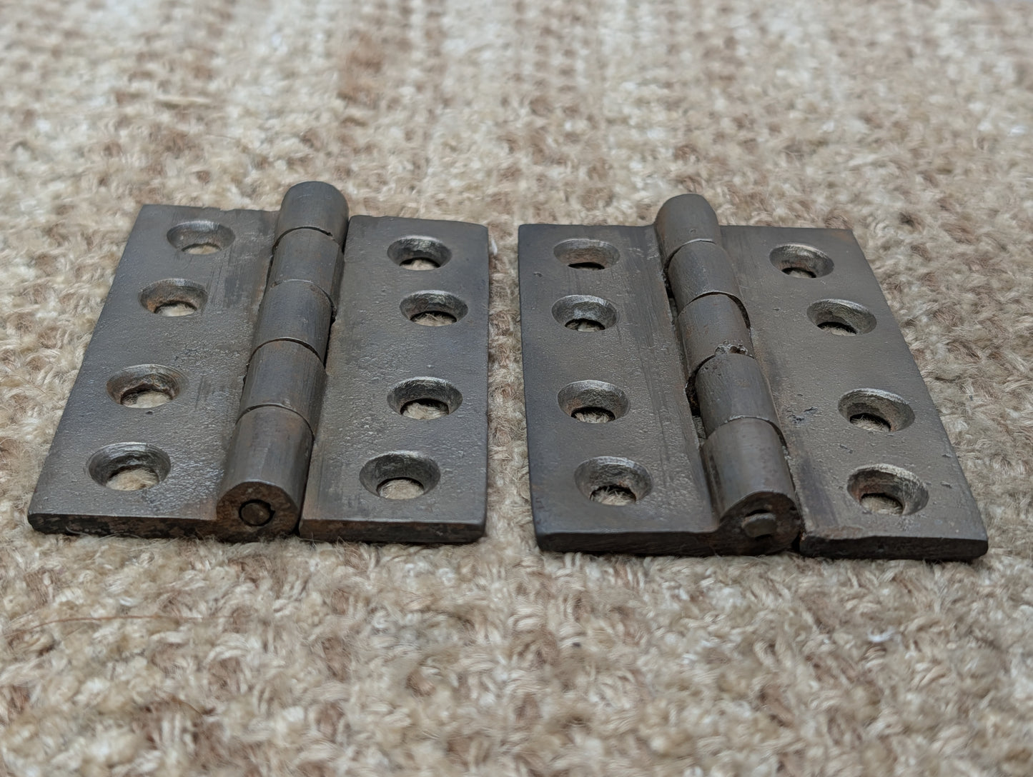 Pair Of 2 3/8" x 3 7/16" Antique Cast Iron Butt Hinge Door Hardware