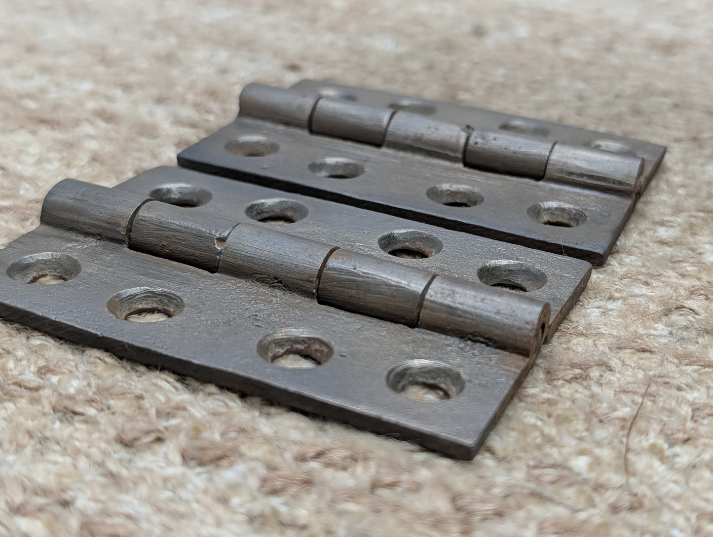 Pair Of 2 3/8" x 3 7/16" Antique Cast Iron Butt Hinge Door Hardware