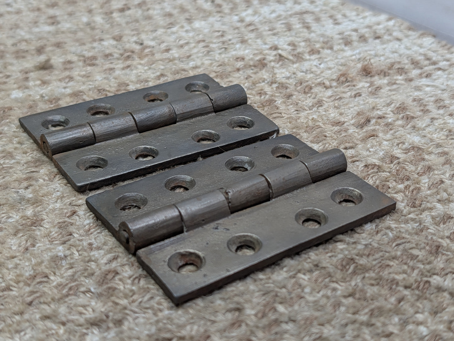 Pair Of 2 3/8" x 3 7/16" Antique Cast Iron Butt Hinge Door Hardware