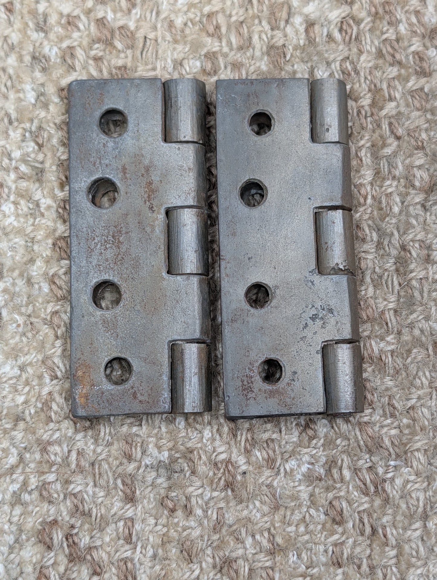 Pair Of 2 3/8" x 3 7/16" Antique Cast Iron Butt Hinge Door Hardware