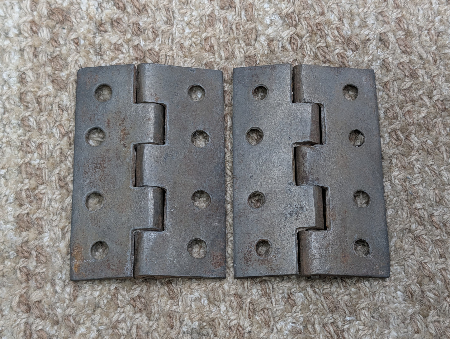 Pair Of 2 3/8" x 3 7/16" Antique Cast Iron Butt Hinge Door Hardware
