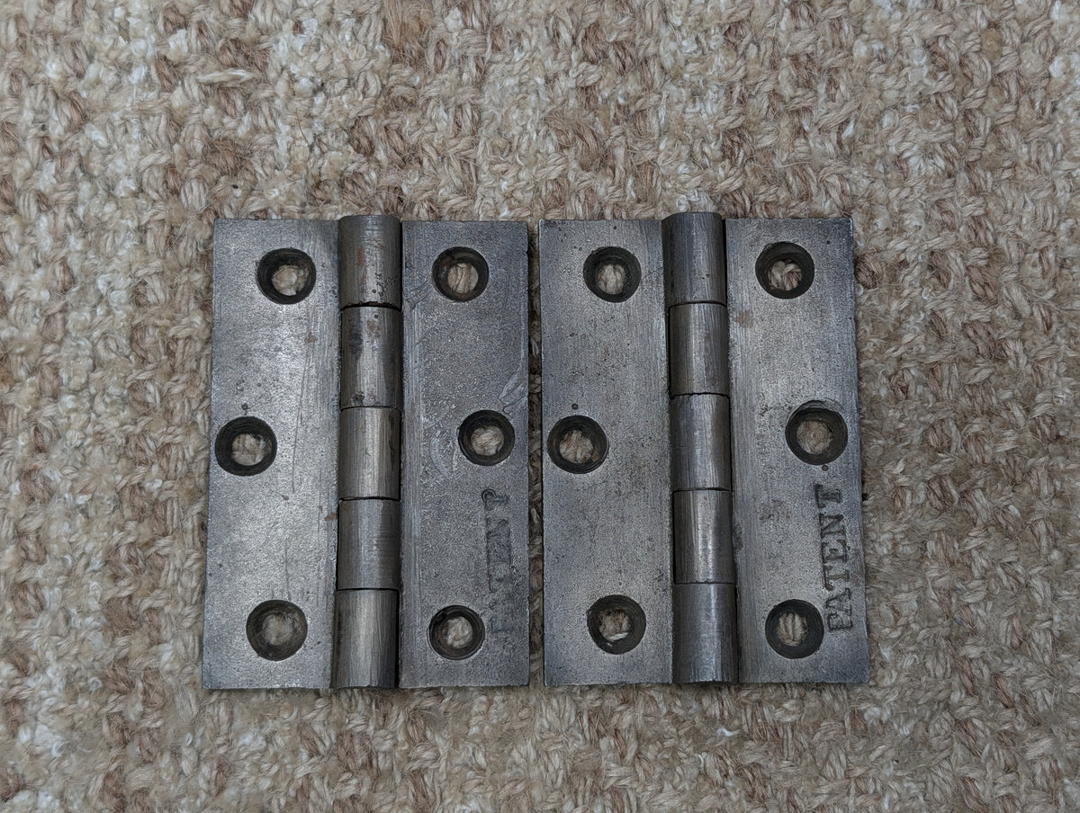 Pair Of 2 3/8" x 3 7/16" Antique Clark & Son Cast Iron Butt Hinge Door Hardware