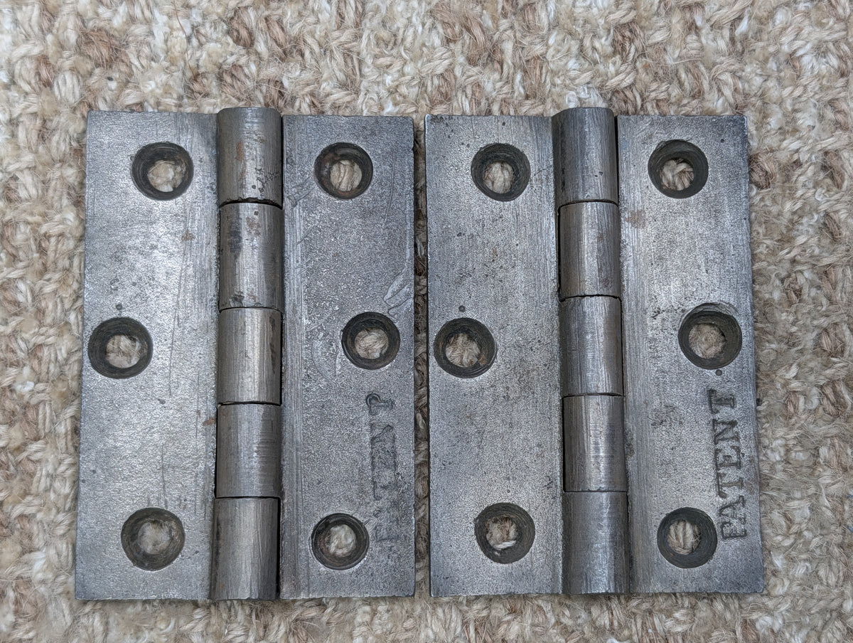 Pair Of 2 3/8" x 3 7/16" Antique Clark & Son Cast Iron Butt Hinge Door Hardware