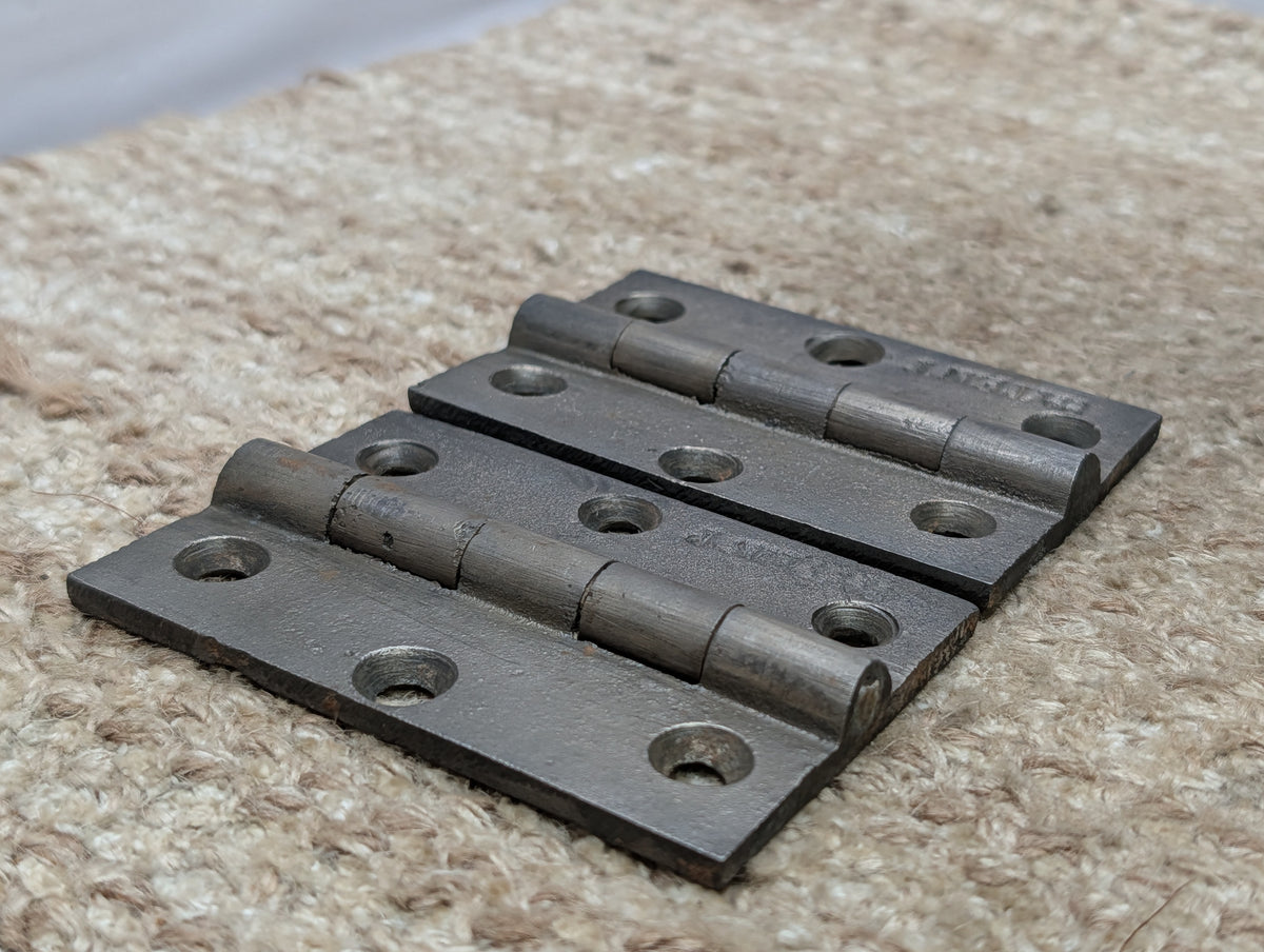 Pair Of 2 3/8" x 3 7/16" Antique Clark & Son Cast Iron Butt Hinge Door Hardware