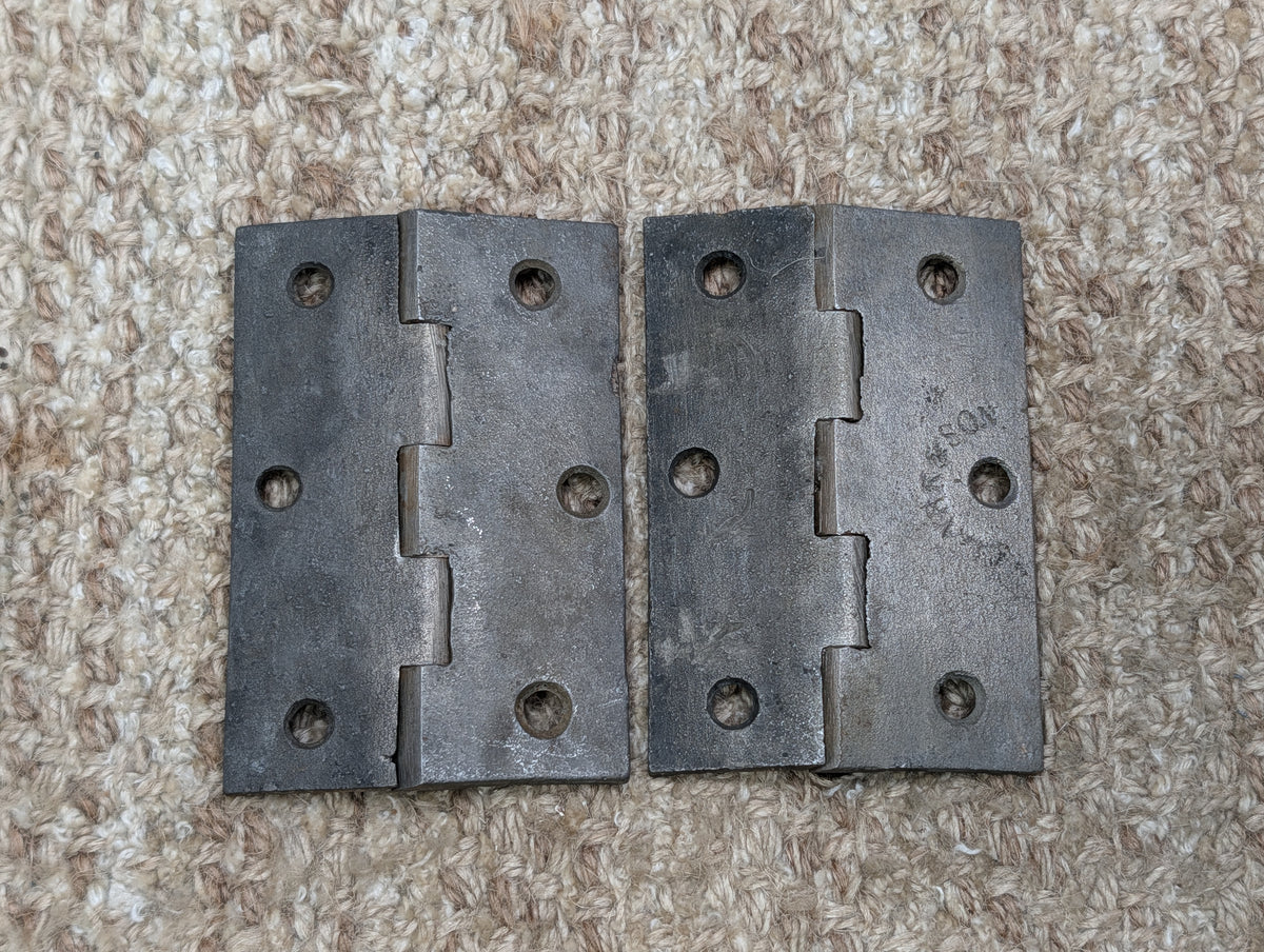 Pair Of 2 3/8" x 3 7/16" Antique Clark & Son Cast Iron Butt Hinge Door Hardware