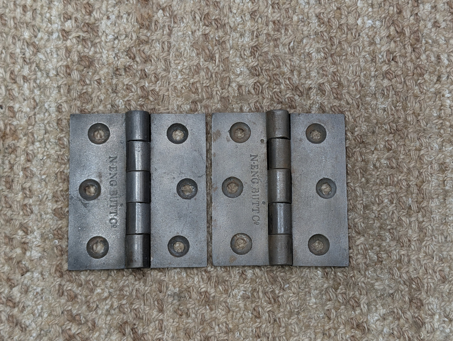 Pair Of 3" x 3 7/16" Antique N-ENG BUTT CO Cast Iron Butt Hinge Door Hardware