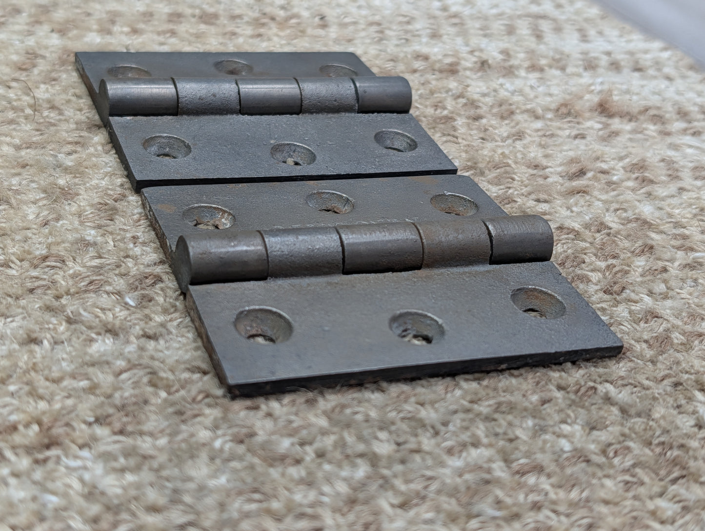 Pair Of 3" x 3 7/16" Antique N-ENG BUTT CO Cast Iron Butt Hinge Door Hardware